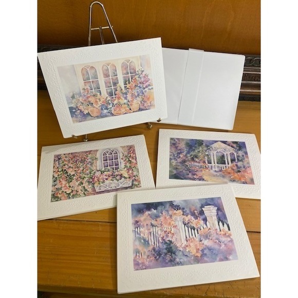 L. Goric Other - L Gorsic Watercolor Note Cards Set of 25 Garden Designs Embossed Border Blank